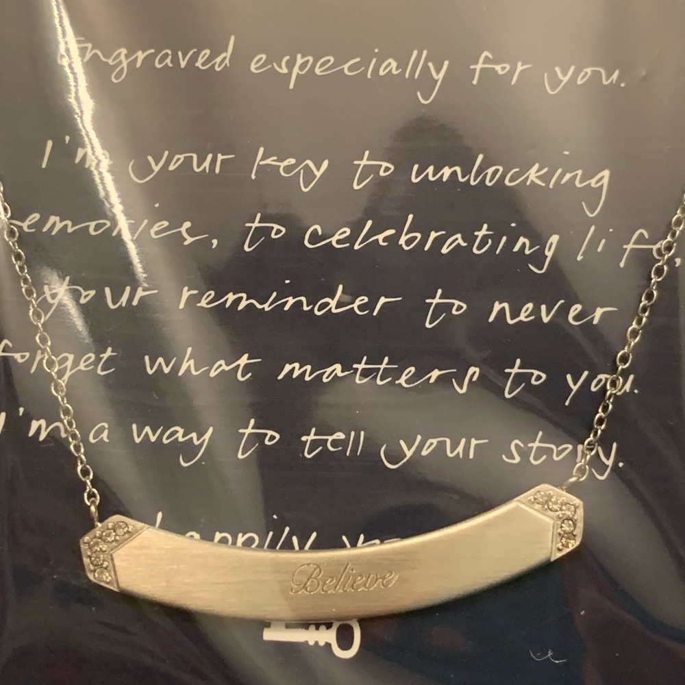 Stella & Dot Engraved “Believe” Necklace
